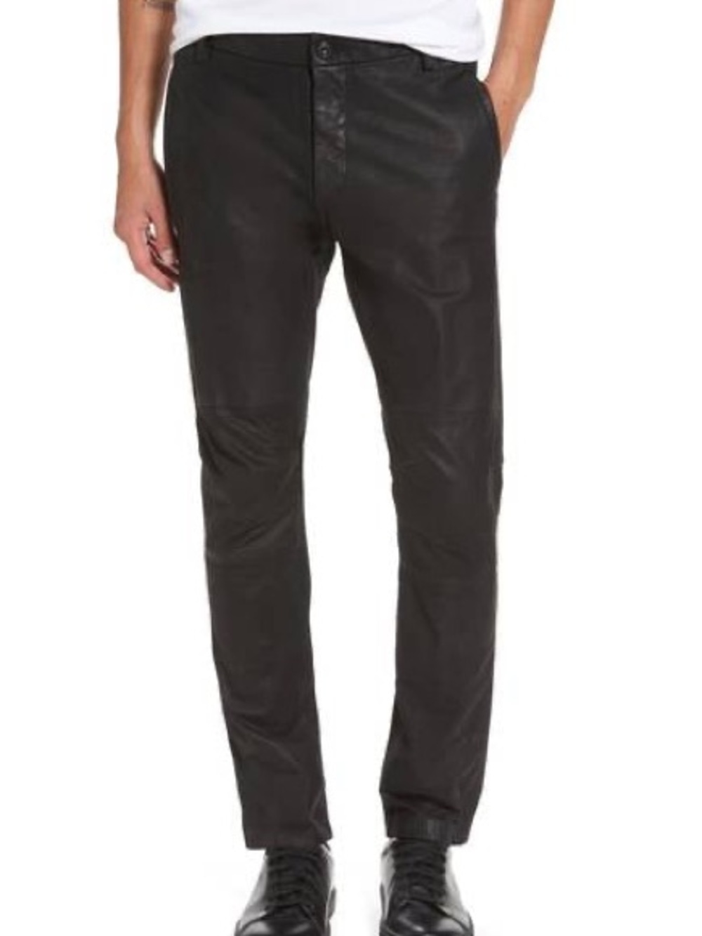 Vince Men’s Black 100% Calf Leather Moto Pants Size 31